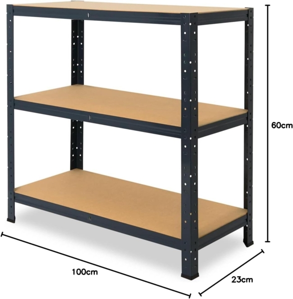 shelfplaza HOME 100x23x60 cm Schwerlastregal in anthrazit mit 3 Böden und 175 kg Traglast pro Boden Bild 6