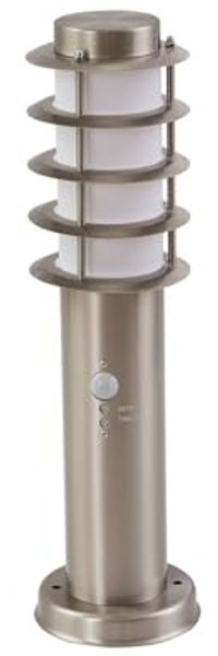 Lindby Außen-Stehlampe Hanja, Edelstahl Alu IP54mit Bewegungsmelder, 1 x 15 W LED