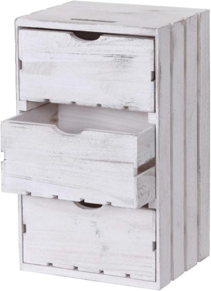 Kommode mit 3 Schubladen HWC-C62, Shabby-Look, Vintage, 53 x 32 x 26 cm ~ weiß Bild 4