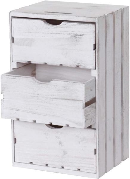 Kommode mit 3 Schubladen HWC-C62, Shabby-Look, Vintage, 53 x 32 x 26 cm ~ weiß Bild 3