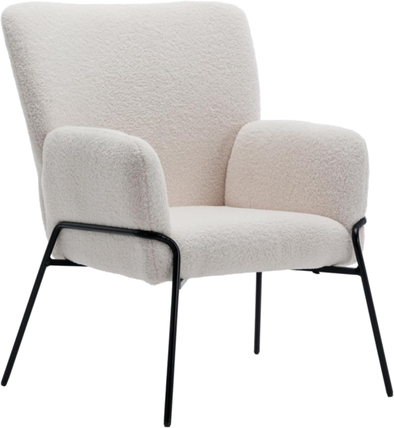 SVITA Loungesessel FREIA, Loungestuhl, Metallbeine, Teddyboucle, Weiß