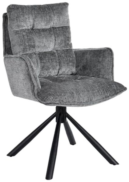 Duhome Esszimmerstuhl (8610A), 360° drehbar, Automatische Rückstellfunktion, Chenille-Stoff
