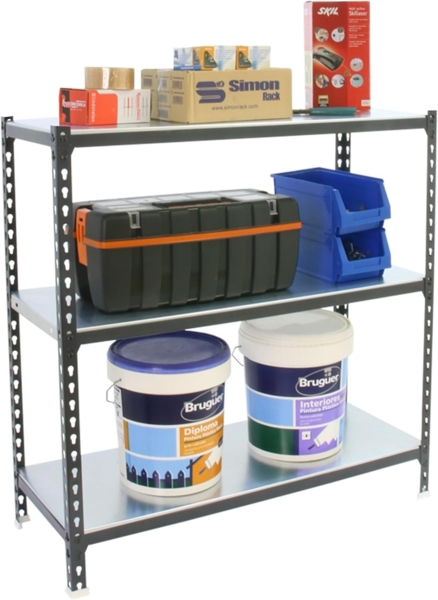 Simonrack Schwerlastregal, Lagerregal, 100 x 80 x 40 cm, Metallregal, Kellerregal, Biegestelle 180 kg, 3 Fachböden, Anthrazit/Weiss - Simonclick Bild 4