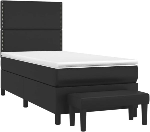 vidaXL Boxspringbett mit Matratze Schwarz 90x200 cm Kunstleder 3137581