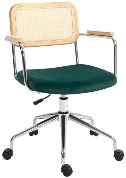HOMCOM Bürostuhl Höhenverstellbar Drehstuhl, Computerstuhl mit Samtoptik (Schreibtischstuhl, 1 St), für Büro, Wohnzimmer, Grün