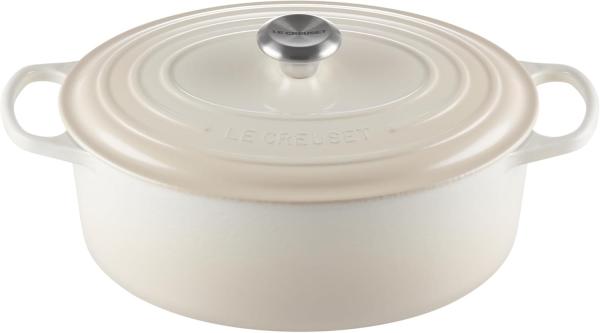 Le Creuset Bräter 'Signature' , Gusseisen , Oval, für alle Herdarten und Induktion geeignet, Meringue, 31,0 cm