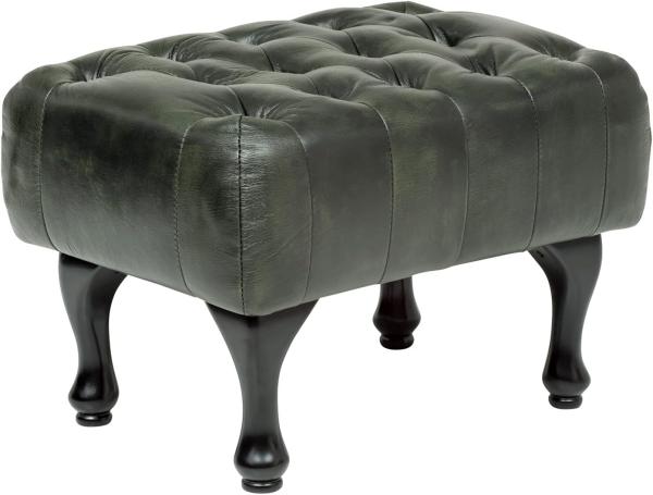 Hocker Chesterfield Pittsfield Echtleder grün