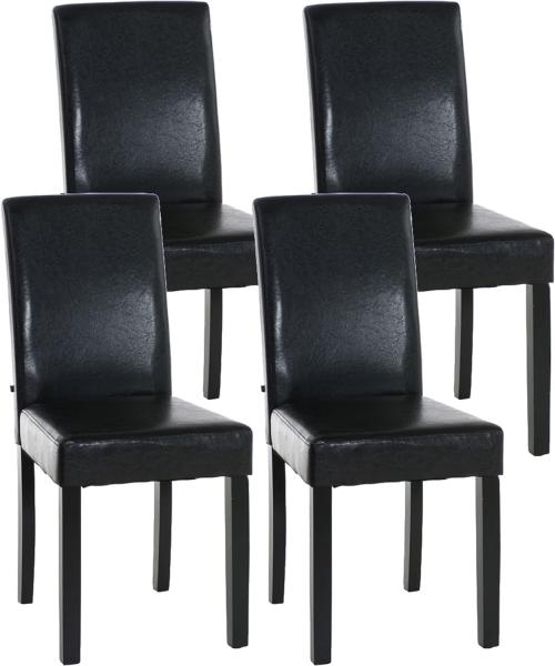 CLP 4er Set Esszimmerstuhl Ina Kunstleder mit Holzgestell,braun schwarz