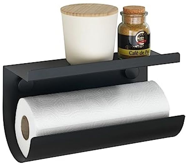 WENKO Küchenrollenhalter Modell Jet, Wandrollenhalter aus pulverbeschichtetem Metall, Industrial Design