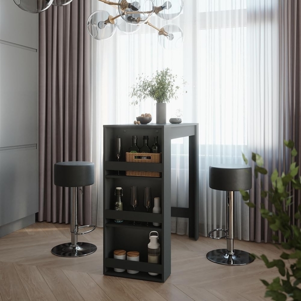 Vicco Bartisch-Set Anthrazit 45x110 cm mit 2 Barhockern, Repose Bild 2