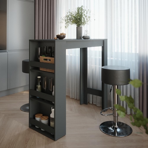 Vicco Bartisch-Set Anthrazit 45x110 cm mit 2 Barhockern, Repose Bild 4