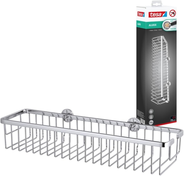 Tesa Ablagekorb Aluxx viereckig L verchromt inkl. Klebelösung