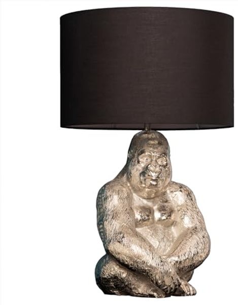 riess-ambiente Tischleuchte KONG 60cm silber / schwarz, Ein-/Ausschalter, ohne Leuchtmittel, Wohnzimmer · Metall · Stoff · Affe · Gorilla-Design · Deko · handmade