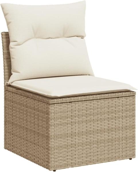 vidaXL 7-tlg. Garten-Sofagarnitur mit Kissen Beige Poly Rattan 3249857 Bild 7
