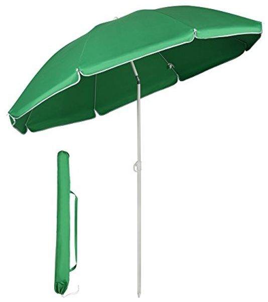 Sekey Sonnenschirm mit Schutzhülle, Neigungswinkel und Höhe verstellbar, Polyester grün, 160 cm