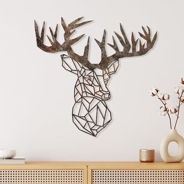 dekoratives Wandaccessoire aus Metall, 'Rusty Deer 2', 50 x 0,15 x 49, Antiquität