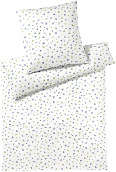 elegante Mako Jersey Bettwäsche Petals azurblau|155x220 cm + 80x80 cm