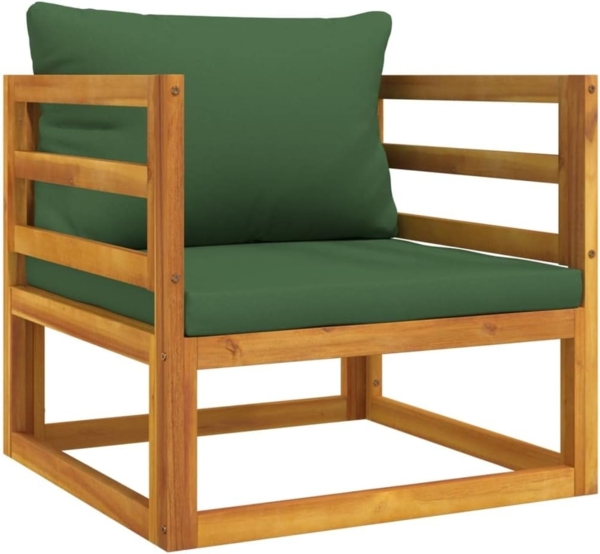 vidaXL Gartensessel mit Grünen Kissen Massivholz Akazie 360023