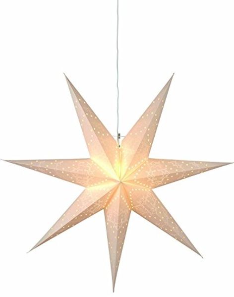 Weihnachtsstern Sensy von Star Trading, 3D Papierstern Weihnachten in Weiß, Dekostern zum Aufhängen mit Kabel, E14 Fassung, Ø: 70 cm