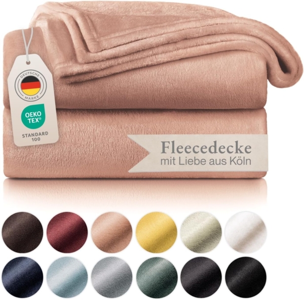Blumtal Kuscheldecke aus Fleece - hochwertige Decke, Oeko-TEX® Zertifiziert in 220x240 cm, Kuscheldecke flauschig als Sofadecke, Tagesdecke oder Winterdecke, Dusty pink - rosa