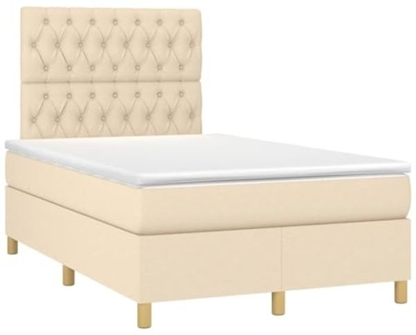 vidaXL Boxspringbett mit Matratze Creme 120x200 cm Stoff, Härtegrad: H2 [3142566]