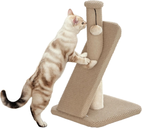 PawHut Kratzbaum 54cm Kratzsäule, Sisal-Katzenkratzbaum mit Spielball, Kratzbaum, Indoor, Cremeweiß