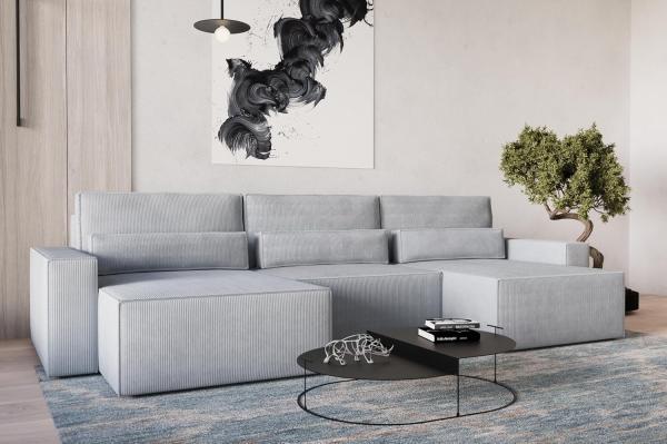 MOEBLO Wohnlandschaft DENVER U MINI, aus Cord, Couch Cord für Wohnzimmer Schlafsofa Sofagarnitur Sofa Eckcouch U-Form Cordstoff, Eckcouch Wohnlandschaft Sofa mit Ottomane Eckgarnitur Polsterecke, mit Schlaffunktion und Bettkasten