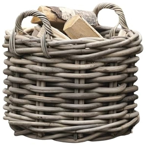 großer Rattankorb "Rustikal" Ø 50 cm, Rattan Aufbewahrungskorb, Brennholzkorb, Spielzeugkorb, Übertopf