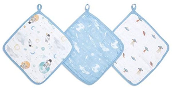 aden + anais™ essentials Baumwoll-Musselin-Waschlappen space explorers 3er Pack