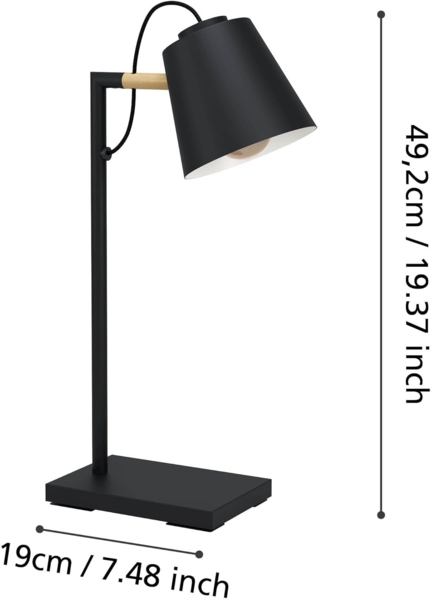 Eglo 900626 Tischleuchte LACEY-QI Stahl schwarz, creme LED 5,5W 3000K L:24cm B:13. 5cm H:50cm mit Touchdimmer und QI Charger Bild 3