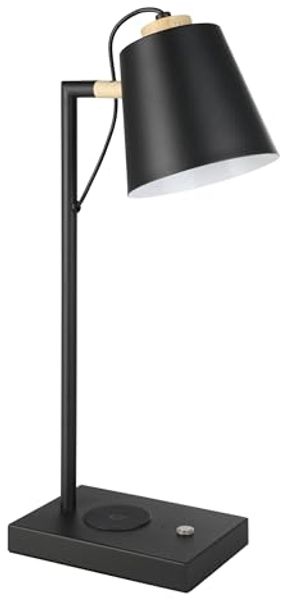 Eglo 900626 Tischleuchte LACEY-QI Stahl schwarz, creme LED 5,5W 3000K L:24cm B:13. 5cm H:50cm mit Touchdimmer und QI Charger