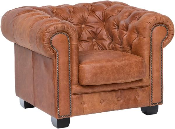 Sessel Chesterfield Echtleder vintage cracker