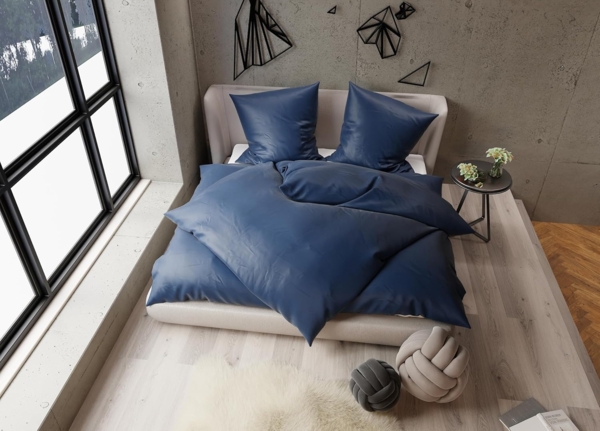 TENCEL™ Lyocell Bettwäsche dunkelblau Garnitur 155x200 + 80x80