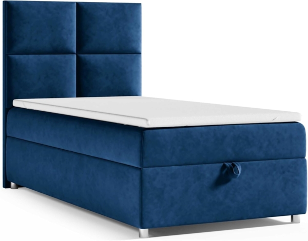 Best for Home Boxspringbett K2 SINGLE mit Bettkasten (Blau 100x200)