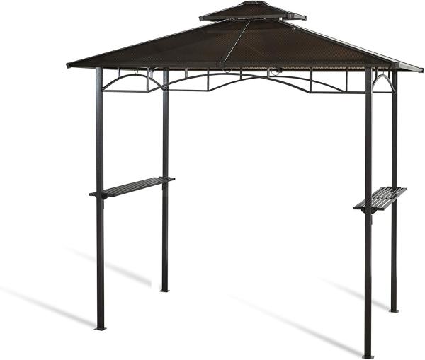 Grasekamp Hardtop BBQ Grill Pavillon 1,5x2,4 m Doppelstegplatten Polycarbon Grillpavillon Braun Bild 1