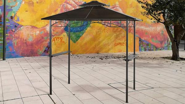 Grasekamp Hardtop BBQ Grill Pavillon 1,5x2,4 m Doppelstegplatten Polycarbon Grillpavillon Braun Bild 6