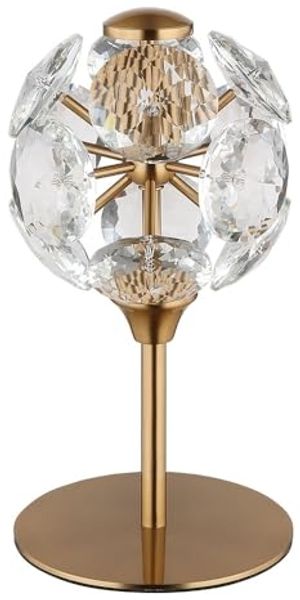 LED Tischleuchte, gold, Kristalle klar, H 26,5 cm