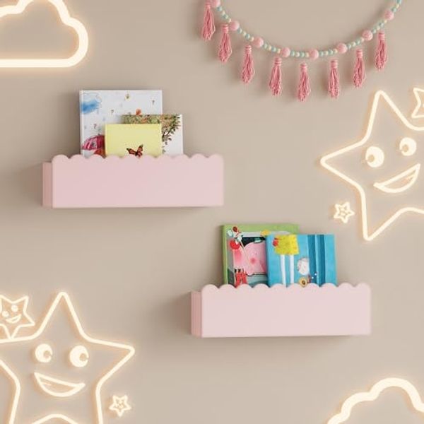 Kinder-Wandregal 2er Set Vestnes 40x10x10 cm Cotton Candy [en. casa]
