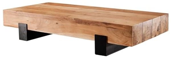 Wohnling Couchtisch SARON 130 x 25 x 59 cm Akazie Massivholz / Metall
