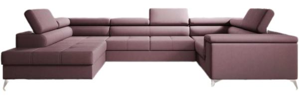 Designer Sofa Torino mit Schlaf- und Klappfunktion Stoff Rosé Links