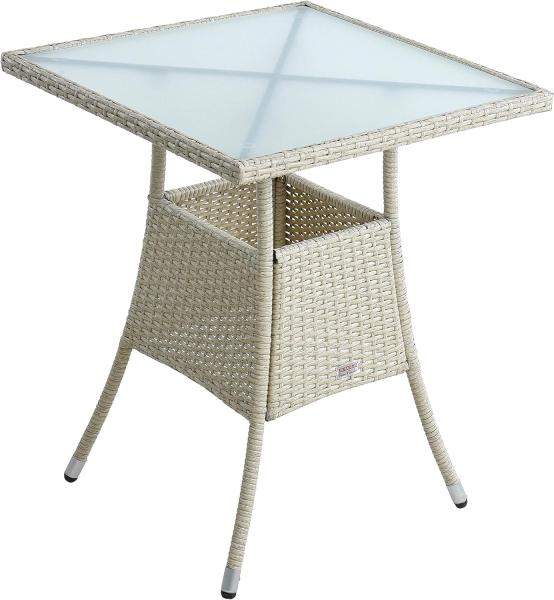 Polyrattan Balkontisch Rattan Tisch Beistelltisch Gartentisch 60 cm Beige