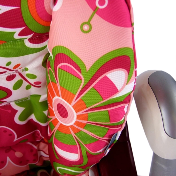 BAMBINIWELT Ersatzbezug Sitzkissen Bezug kompatibel mit Peg Perego Prima Pappa-Diner (grau pinke Blumen) Bild 3