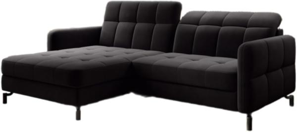 Designer Sofa Loria mit Schlaf- und Klappfunktion Schwarz Links