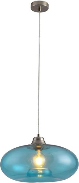 Pendelleuchte LA BURBUJA 20501 Ø40CM – Elegantes Glasblau für Ihr Zuhause, 1-flammig, E27, Mattes Nickel