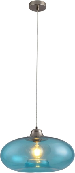 Pendelleuchte LA BURBUJA 20501 Ø40CM 1 flammig, E27 Mattes Nickel, glasblau