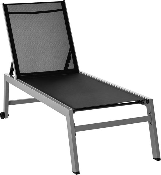 Outsunny Gartenliege Sonnenliege mit Rückenlehnen, Sitzmöbel, 1 St, Gartenmöbel, Aluminium, Schwarz, 169 x 65 x 102 cm