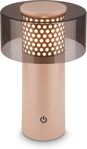 Briloner Leuchten LED Tischleuchte Akku Stufenlos dimmbar Touchfunktion Kabellos, LED fest integriert, Warmweißes Licht USB-C Ladung 150mm Durchmesser 190mm Höhe