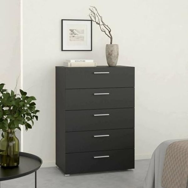 Dmora - Kommode Yolande, Mehrzweckkommode, Schlafzimmerkommode, Schrank mit Schubladen, 70x40 h102 cm, Schwarz
