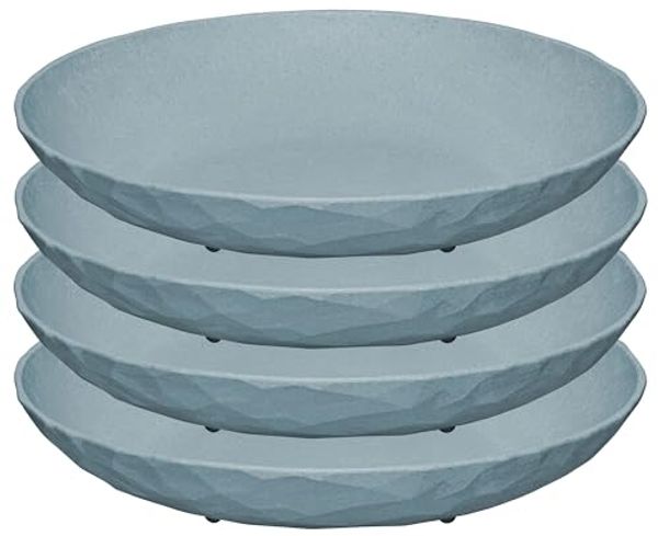 Koziol Tiefer Teller Club Plate 4er Set, Suppenteller, Biozirkulärer Kunststoff, Nature Flower Blue, 22 cm, 5006716