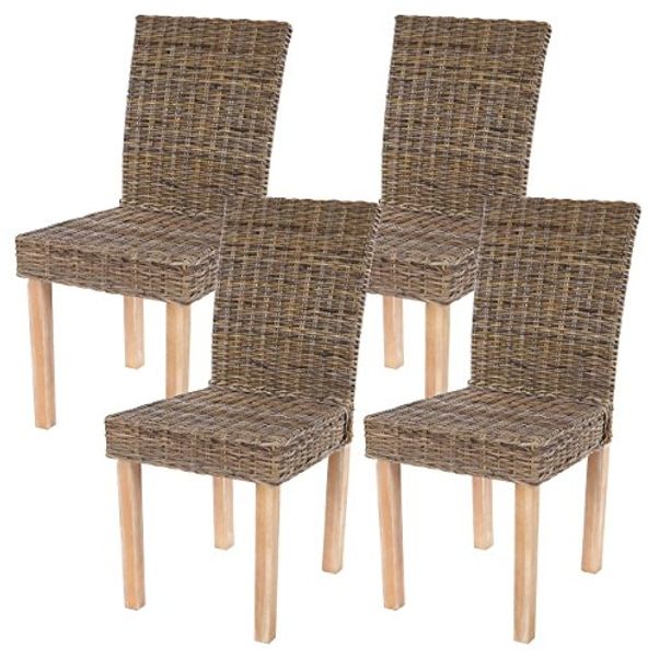 4er-Set Esszimmerstuhl 'Littau', Kubu-Rattan
